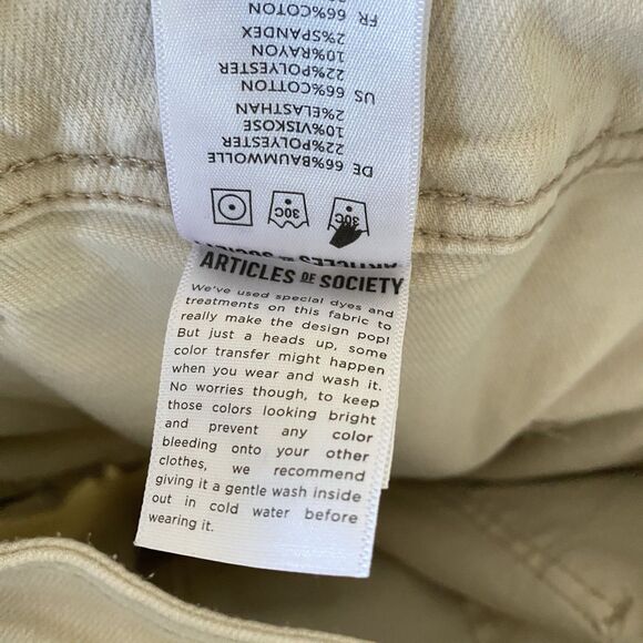 Articles Of Society Cropped Wide Leg Jeans 8/29 Ivory Mid Rise Relaxed Raw Hem - Picture 13 of 13